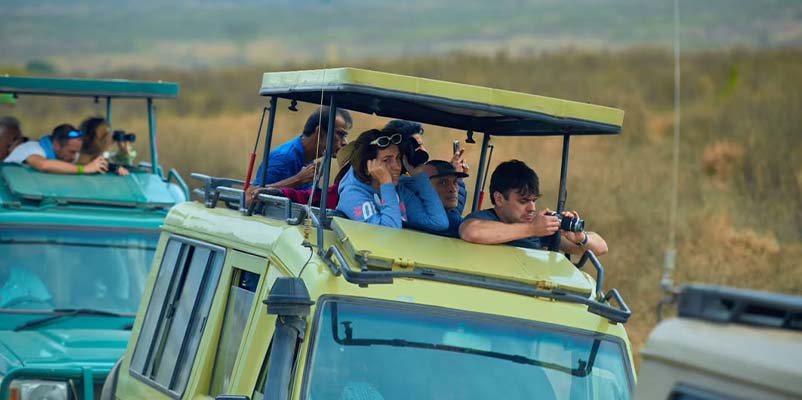 Enjoying lunch in the Serengeti with a group