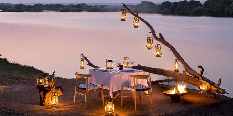 Romantic sunset dinner in the bush