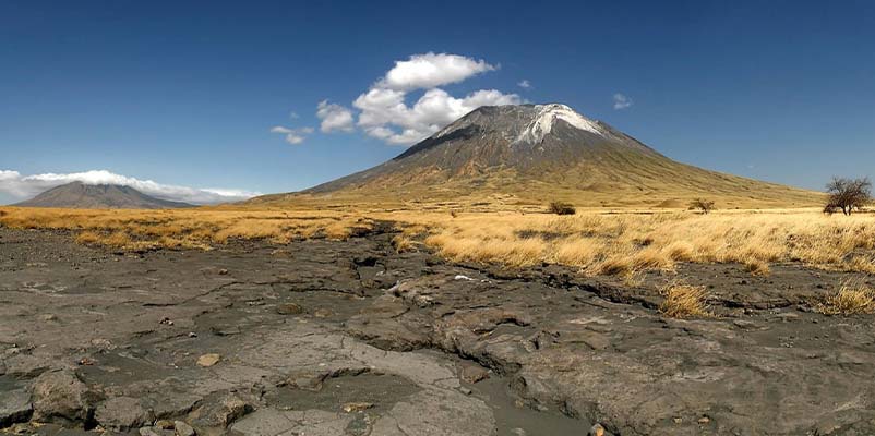 View of the active crater on Oldonyo Lengai