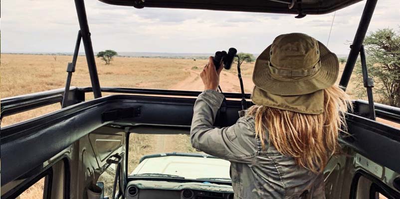Solo traveler on Tanzania safari in Serengeti National Park